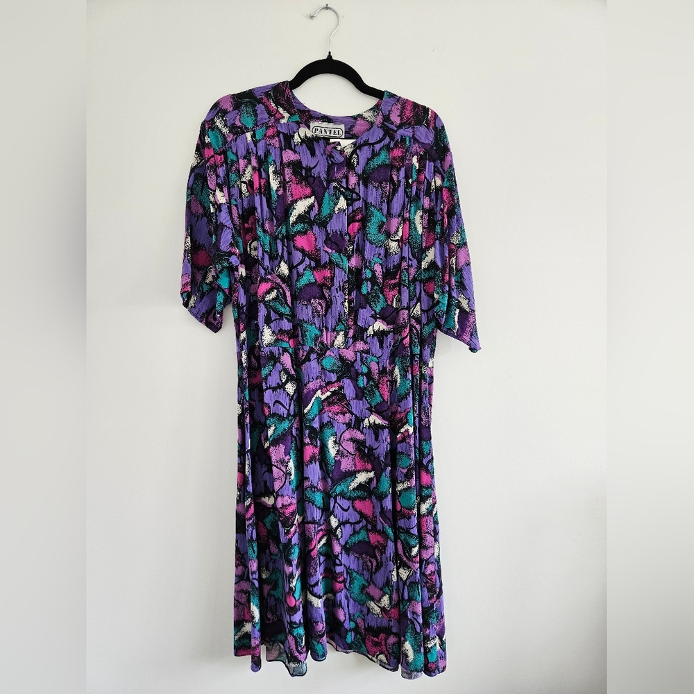 1980s Abstract Patterned Dress